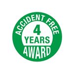 Accident Free 4 Years Award Hard Hat Decal